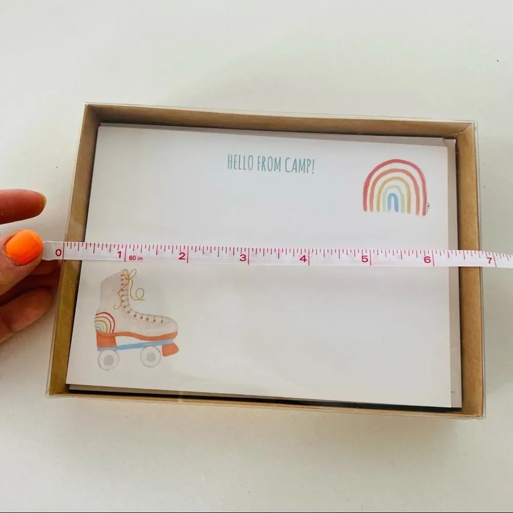 NEW ANTHROPOLOGIE White Rainbow Illustrated Camp Retro Skate Card Notecards s/10